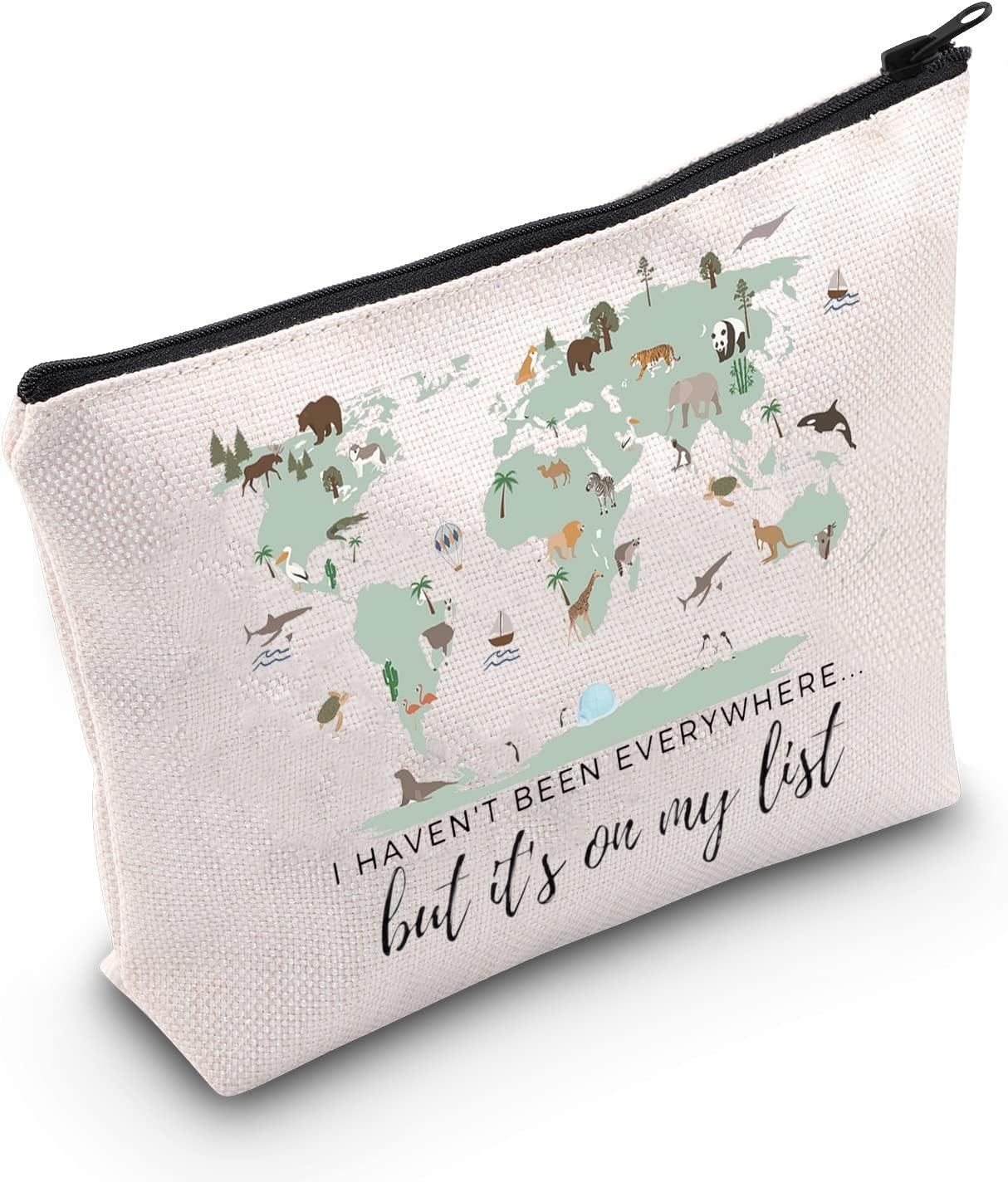 Travel Bag Traveler Gift Travel Cosmetic Bag Travel Accessories Toiletry Bag For Women World Travel Gift, ON MY LIST, Cosmetic Bag