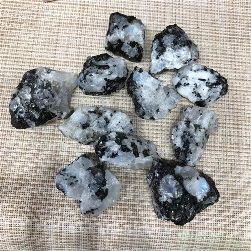 QINGQI Pietra Naturale Cristal Naturale Bianco Pietra di Luna Minerale Ghiaia Acquario Vaso di Fiori paesaggistica Decorazione al Quarzo Chakra(260-300g)
