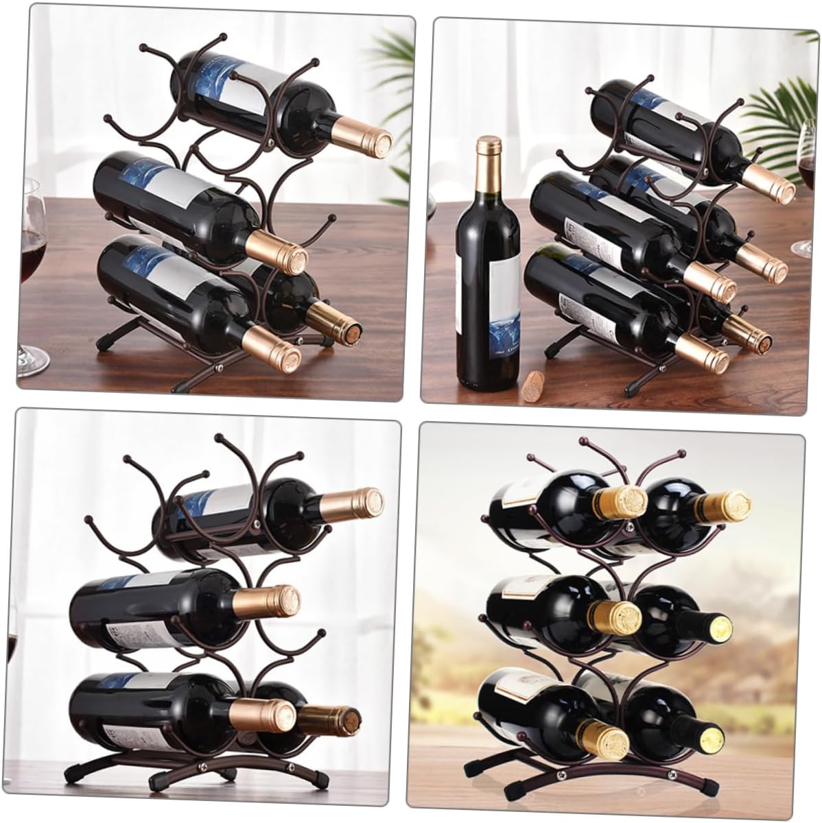 Vintage Slot Wine Storage Rack Removable Countertop Holder for Home Kitchen and Dining Room Smooth Edges for Safe Use for Wine Bottle Display
