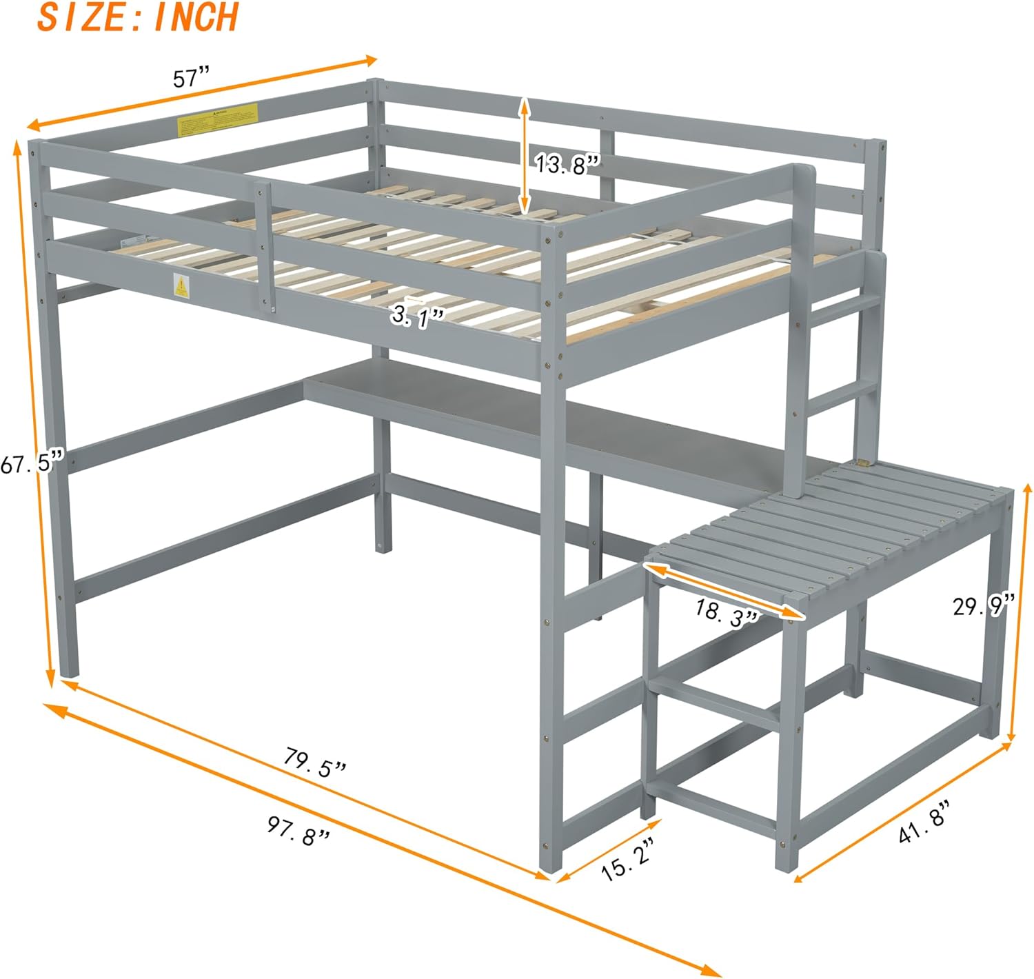 Full Size Bed Frame with Storage, Platform Bed Frame with 2 Drawers and 3 Storage Case, Full Bed Frame with Wood Slats Support for Bedroom, Non-Slip and Noise-Free, Grey