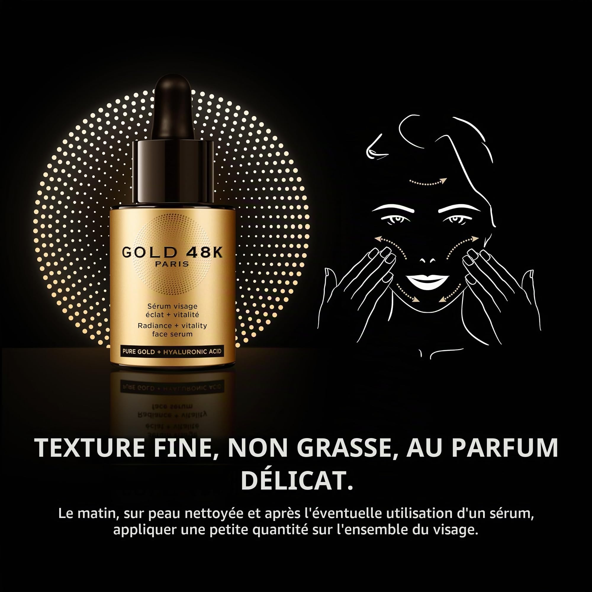 GOLD 48K - Sérum visage éclat + vitalité - Or Pur + Acide Hyaluronique - 30 mL