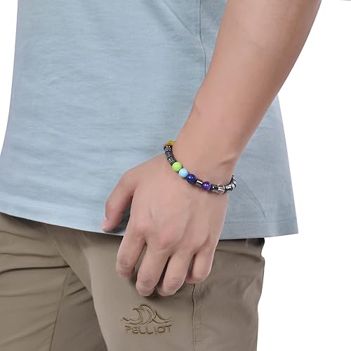 Miniatura 3 de Brazalete GelConnie de piedras de lava, 7 chakras, 0.32 pulgadas, piedra natural, para curación, alivio del estrés, yoga, ansiedad, aromaterapia,