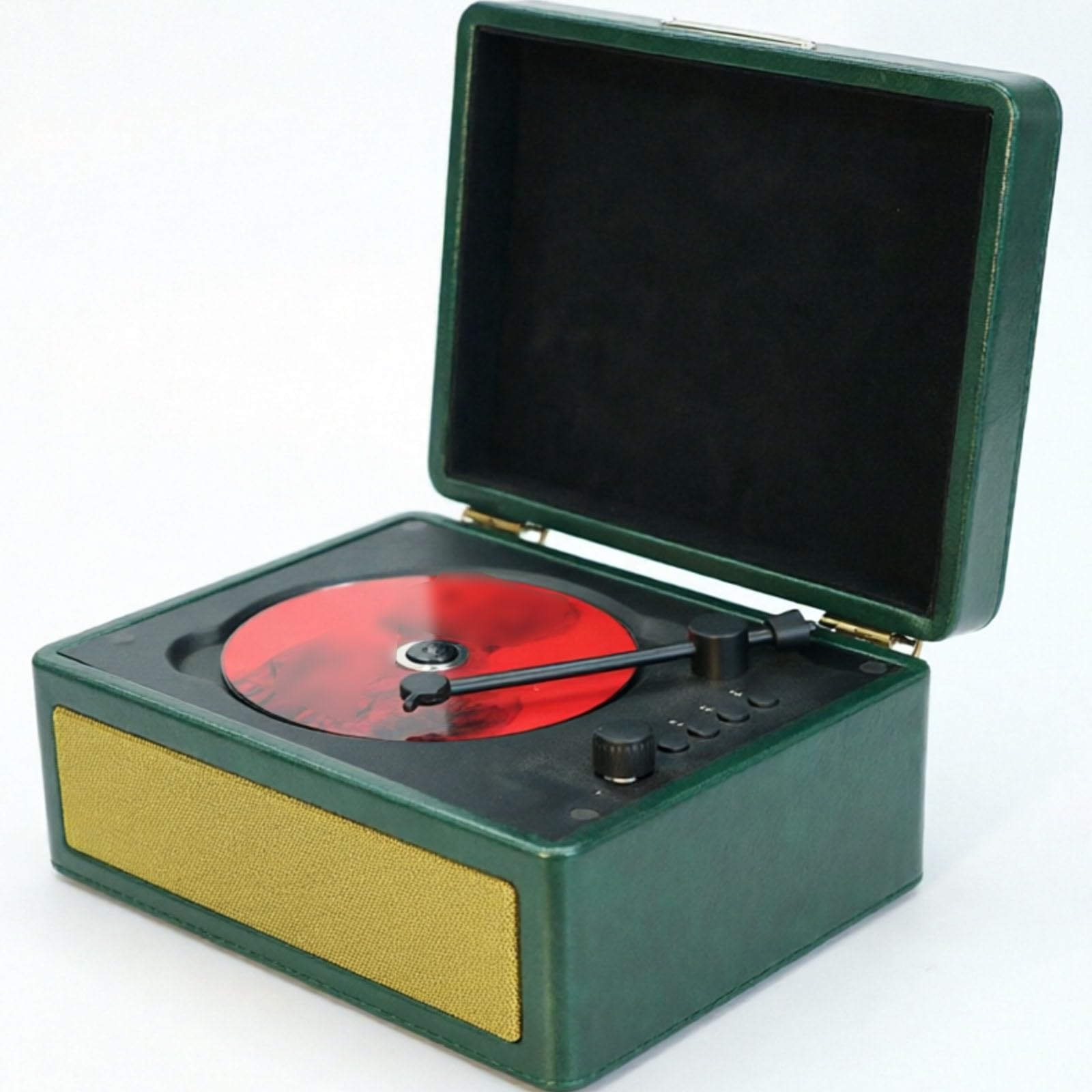 Lettore CD retrò, Lettore CD Portatile con Controllo A Manopola, 2 Altoparlanti Integrati, Supporta CD/chiavetta USB/Scheda Tf, Riproduzione Multimodale, per Ascoltare Dark Green