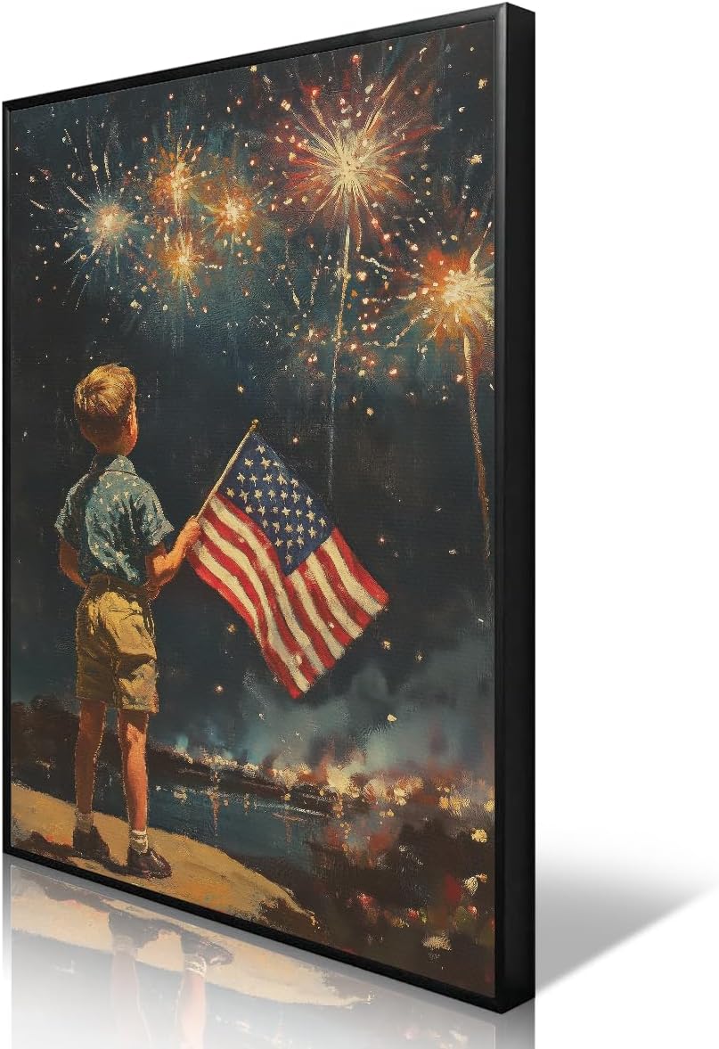 Amazon.com: American Flag Canvas Wall Art, 4th of July Patriotic Poster ...