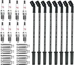 8x velas de ignição irídio e fios de vela de ignição para Chevy 5.3L, velas de ignição para Silverado Suburban Avalanche Tahoe 5.3 4.8L 6.0L, 41-110 compatível com GMC Sierra Yukon