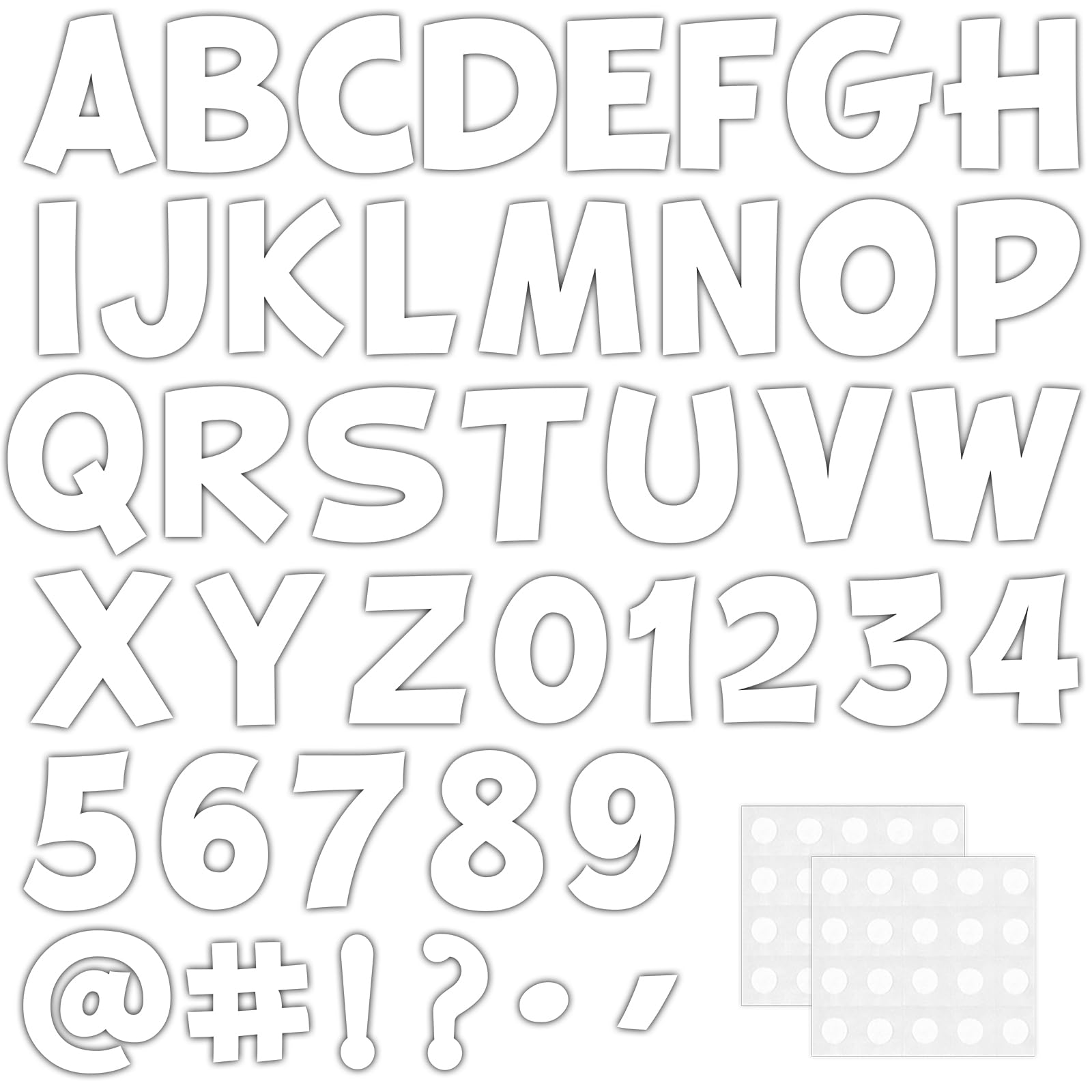 270Pcs 3In Bulletin Board Paper Letters and Numbers, Capital Letters, Numbers, Punctuation Card Stock Punch Out Letter for Classroom Poster Bulletin Board Window Door Home Decor Mailbox Sign, White