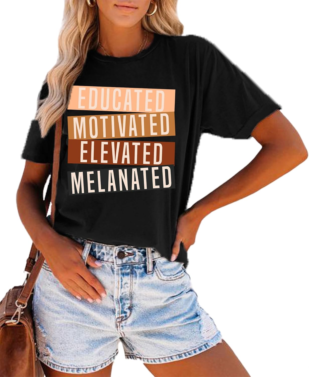 Black History Month Shirt for Women Educated Motivated Elevated Melanated Graphic Shirt Black Pride Melanin Tee Top - Image 2