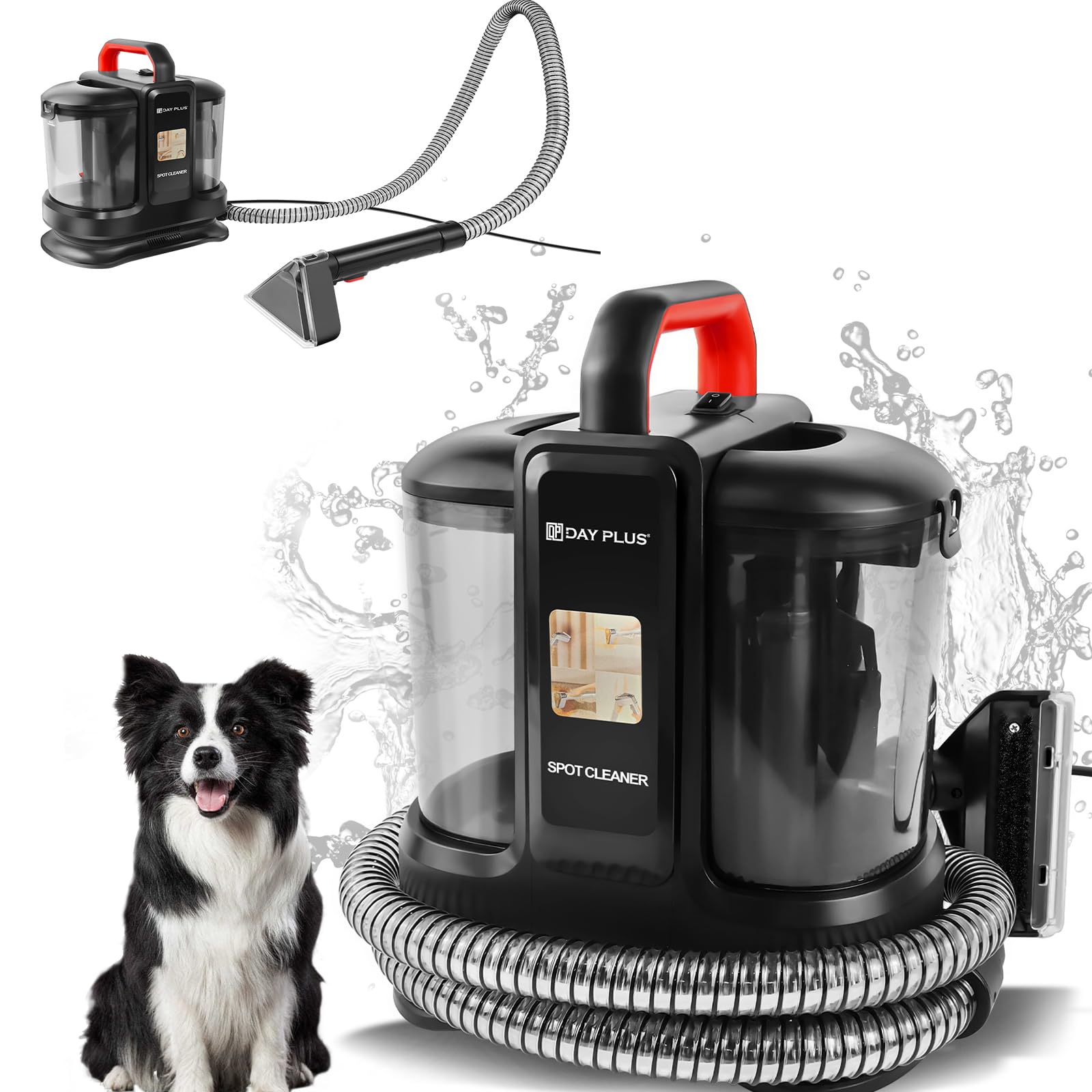 Gerät Waschsauger Nasssauger 450W Teppichreiniger mit 15000Pa Saugkraft, Wischsauger Polstermöbel Carpet Cleaner, Fleckenreiniger für Teppich, Sofa, Polster, Auto, 1,2+0,6L, Auto Sofa Reiniger