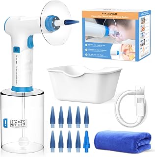 Ear Wax Removal Kit, Temodu Rechargeable Earwax Remove Removal Ear Irrigation System, and Effective Clean Ear, Features Disposable Tips & Ear Catch Basin (9+1 Disposable Tips)
