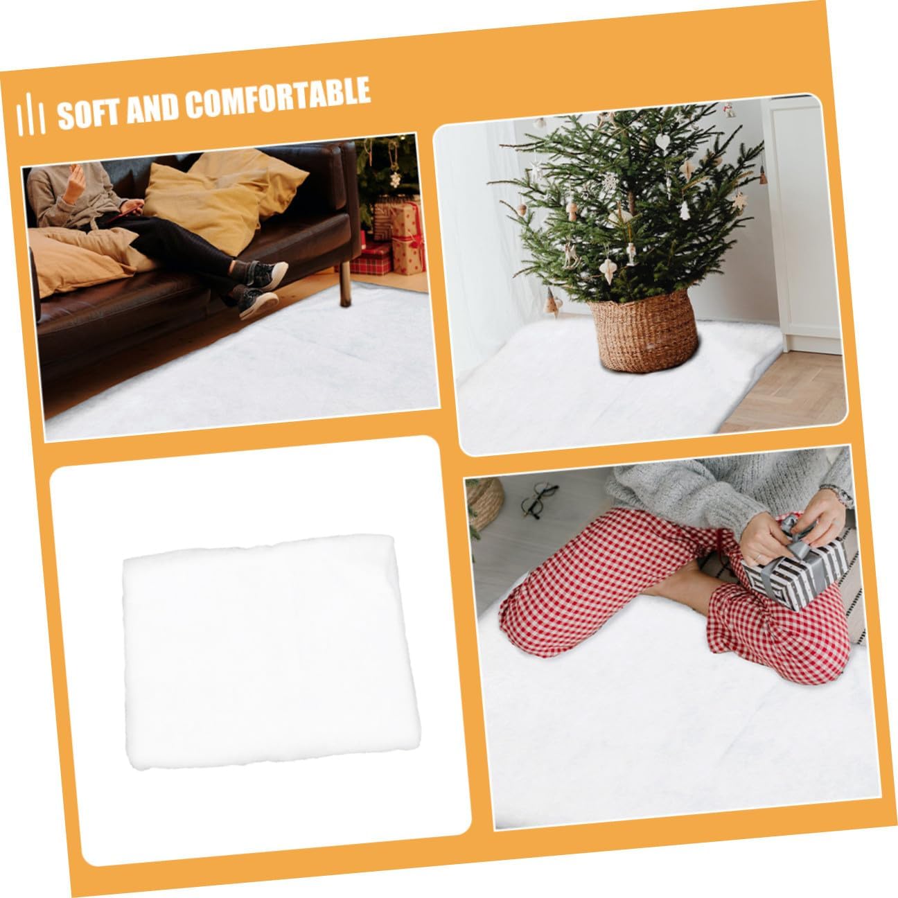 Artificial Snow Blanket for Winter Decor 2pcs Thick White Faux Snow Cotton 1.5x1m for Indoor Holiday Decoration