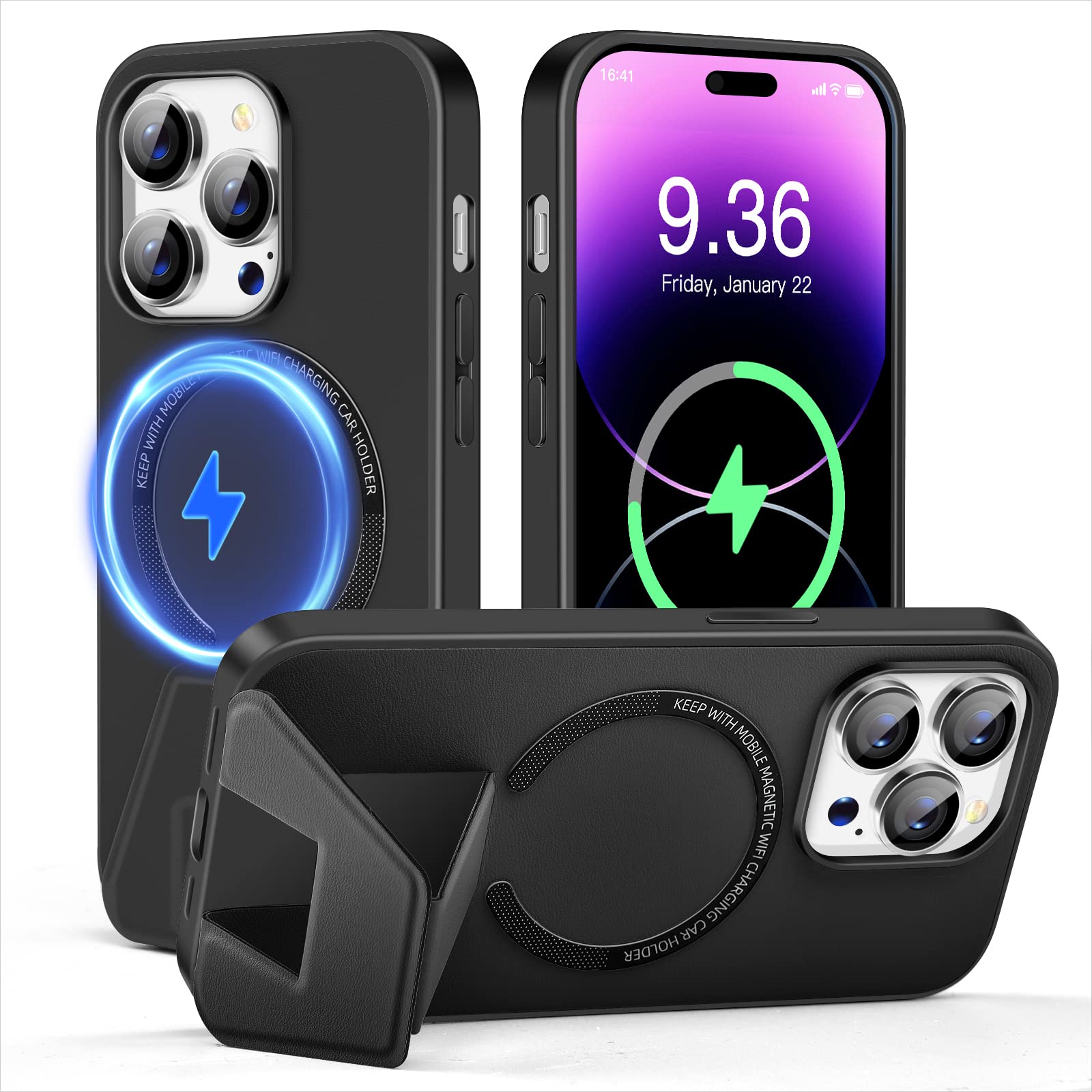 Sanptoch For Magsafe Invisible Stand Phone Case For IPhone 15 14 13 12 Pro Max Non-slip Matte