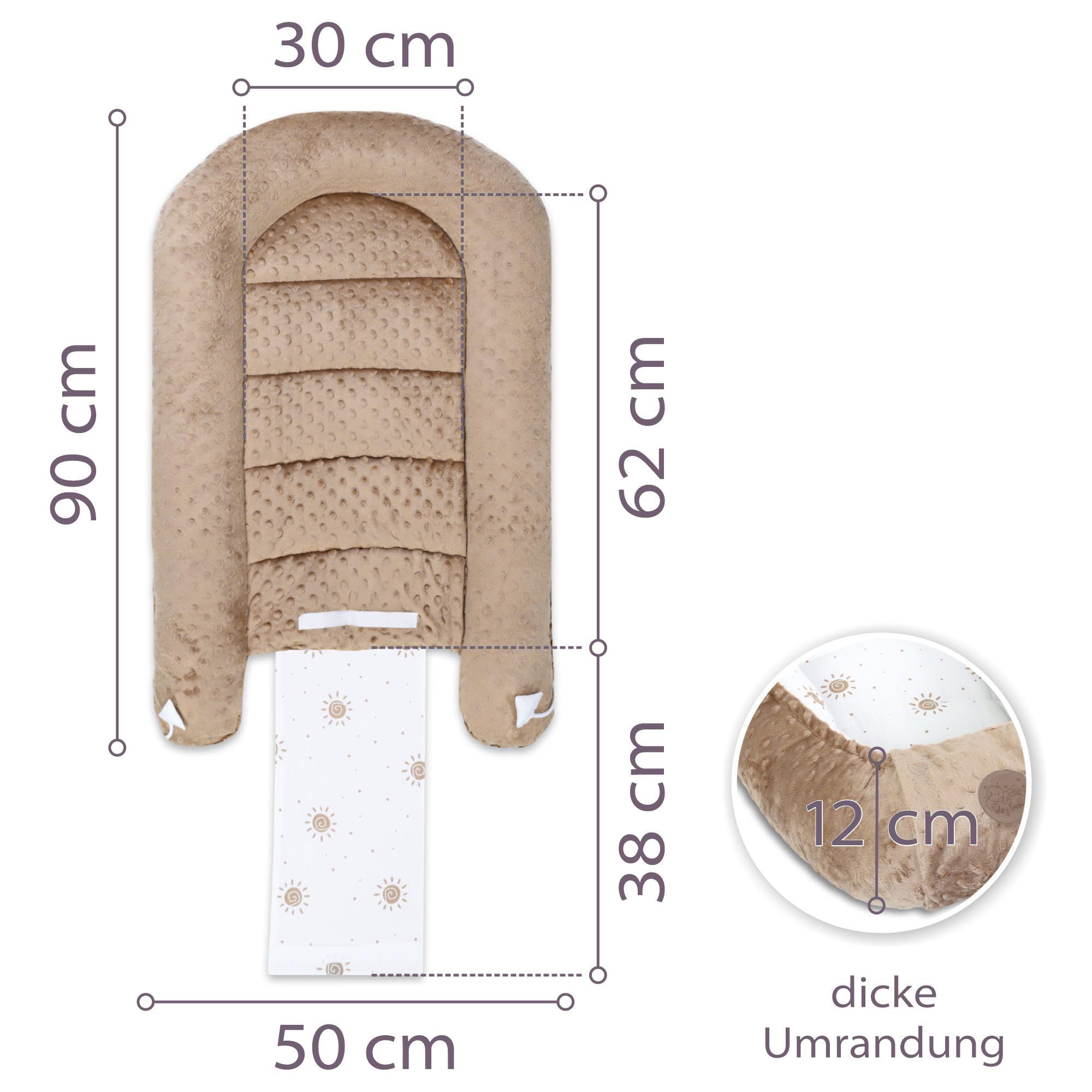 Nido caldo per neonati 90x50 cm - nido coccoloso nido per neonati inverno/autunno nido per neonati bozzolo sole Marrone chiaro
