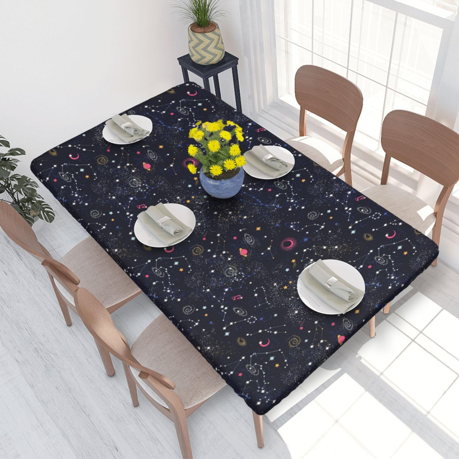 WKSGDSG Fitted Tablecloth For Dining Room 4ft, Elastic Edged Table Cover