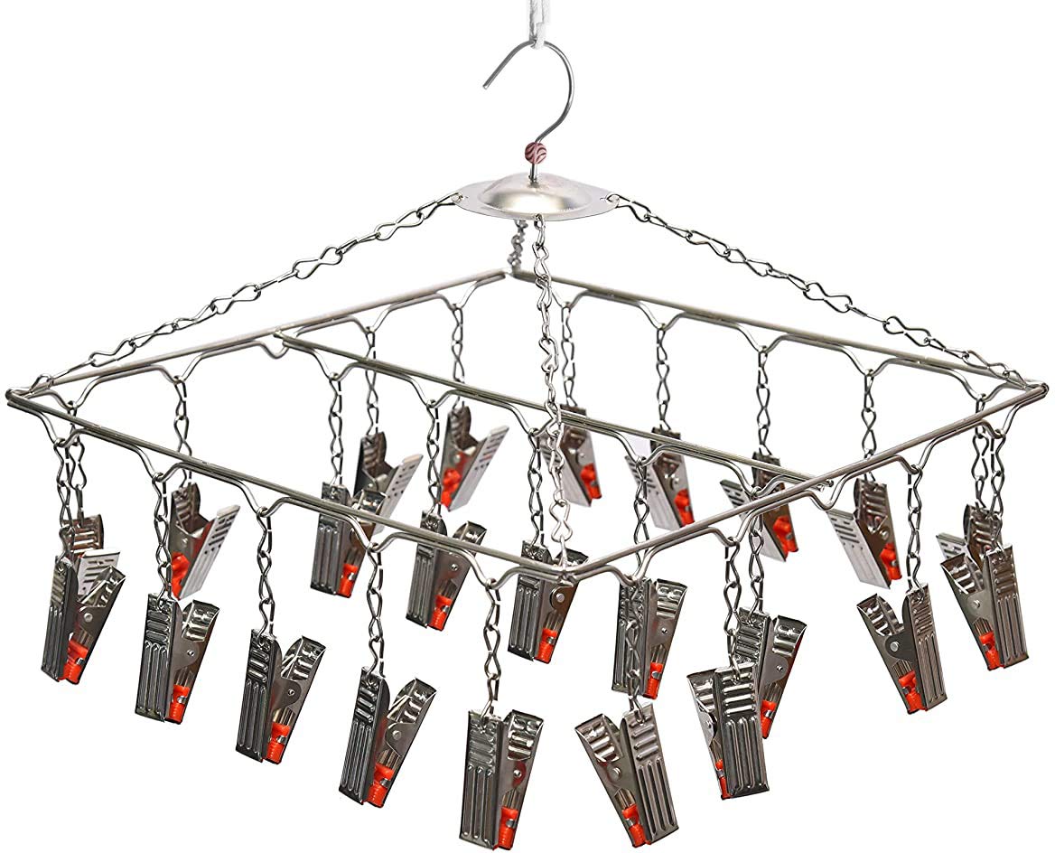 SYNERGY 25 Clips Stainless Steel Heavy Duty Square Cloth Hanger/Clothes