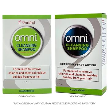 Omni Detoxifying Hair Cleansing Shampoo- Fast Acting Anti Residue Shampoo - Scalp Clarifying Formula for Dry Hair - Anti Chlorine Post Swim Shampoo, 1 Oz