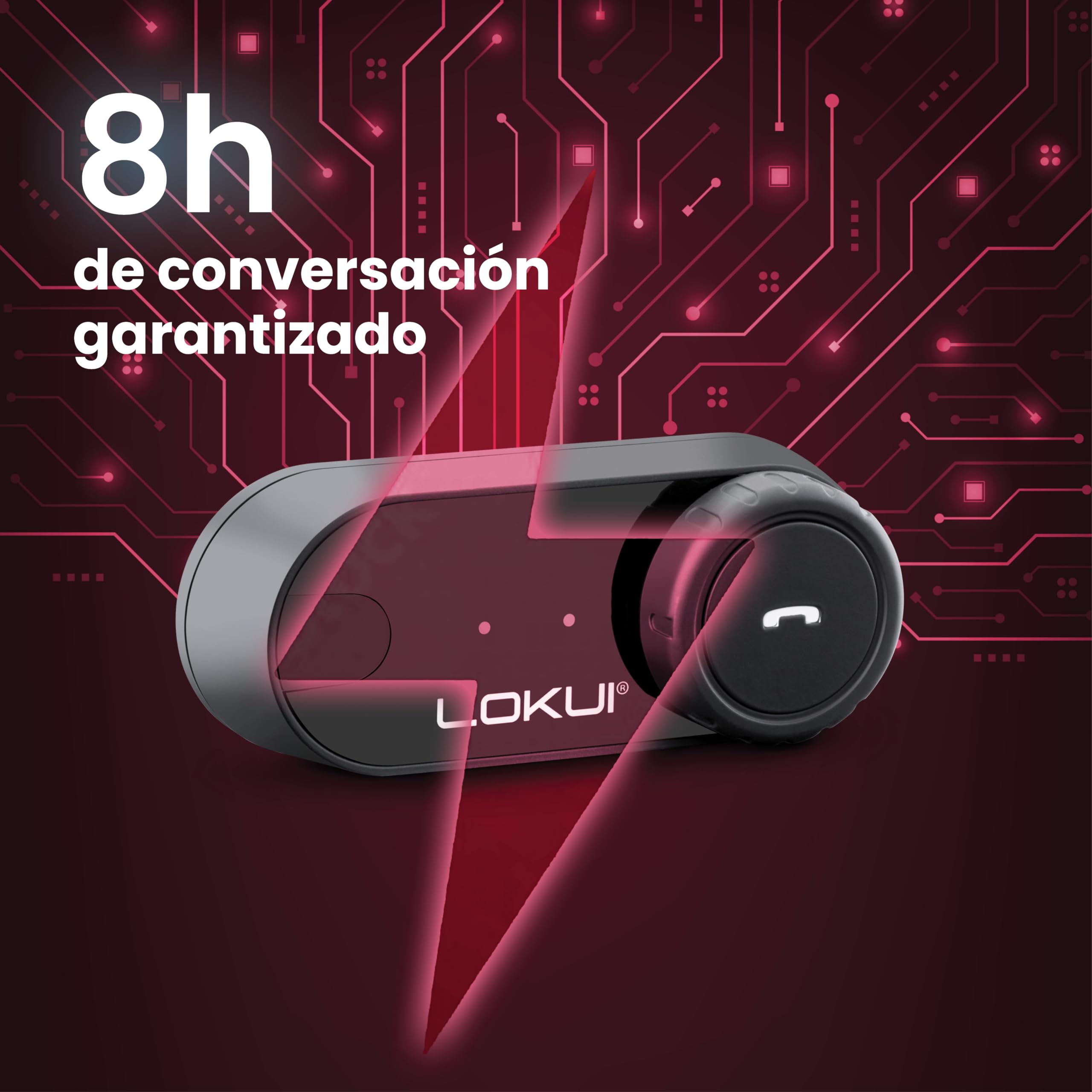 Midland - Intercomunicador Casco Moto Único Lokui K30, Auriculares Moto Inalámbricos Bluetooth Universales e Impermeables, Alcance 800m para 2 Personas, Batería 10H, Radio FM, Cancelación Ruido