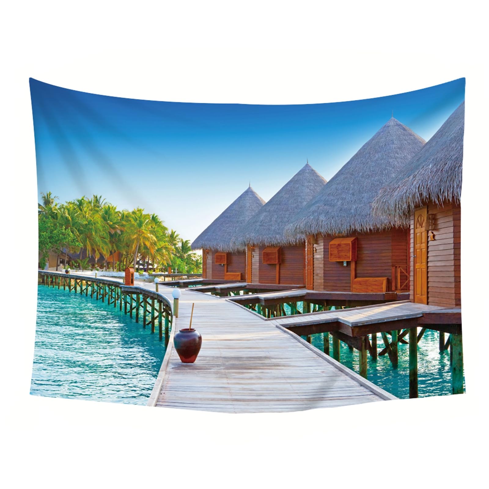 RDSGYZ Wandbehang Stoff Schlafzimmer, Wandteppich Landschaft Motiv Groß 256x350CM Ferienhaus am Meer Wandvorhang Wandbehang Tuch Wanddeko Kinderzimmer Schlafzimmer