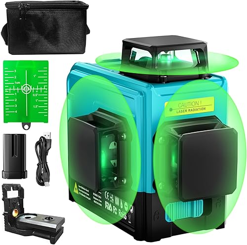 Nivel láser 360 autonivelante, herramientas de nivelación de línea de 165 pies, nivel láser recargable de 3 x 360 para colgar imágenesherramientas