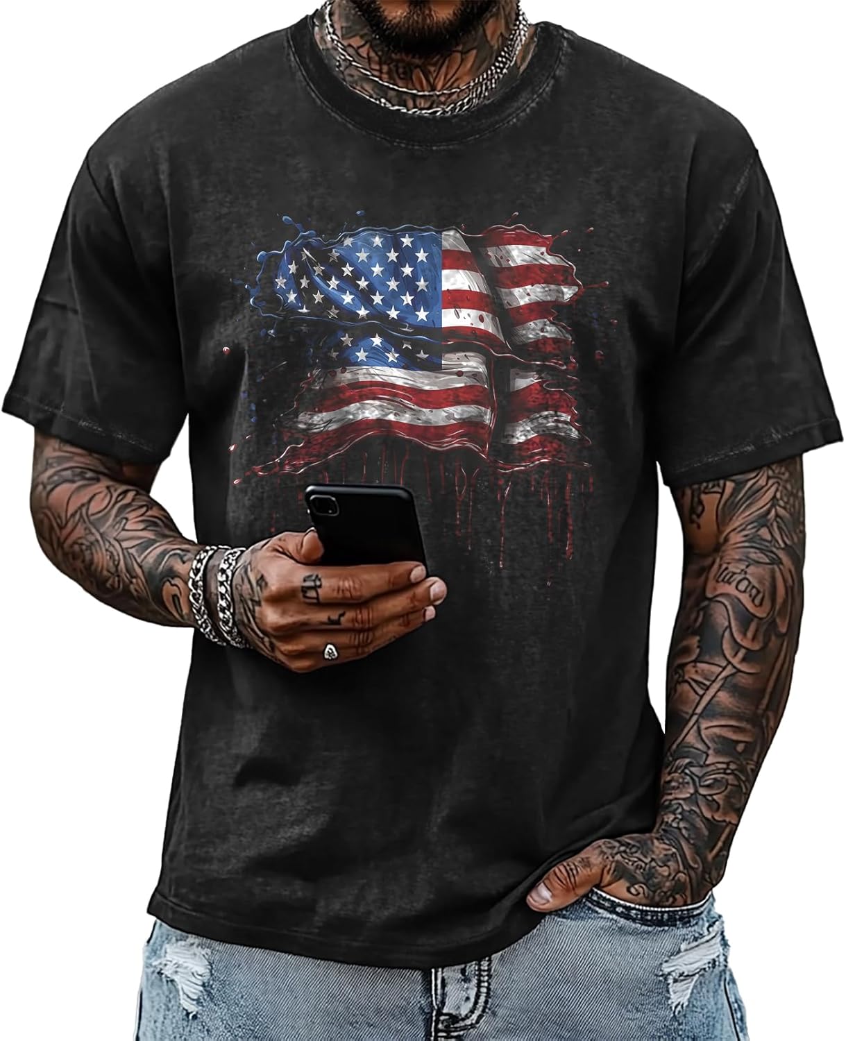 Mens Graphic T-Shirts 90s Rock Summer Big and Tall Workout Breathable Quick Dry Short Sleeve 100% Cotton Tee Shirts