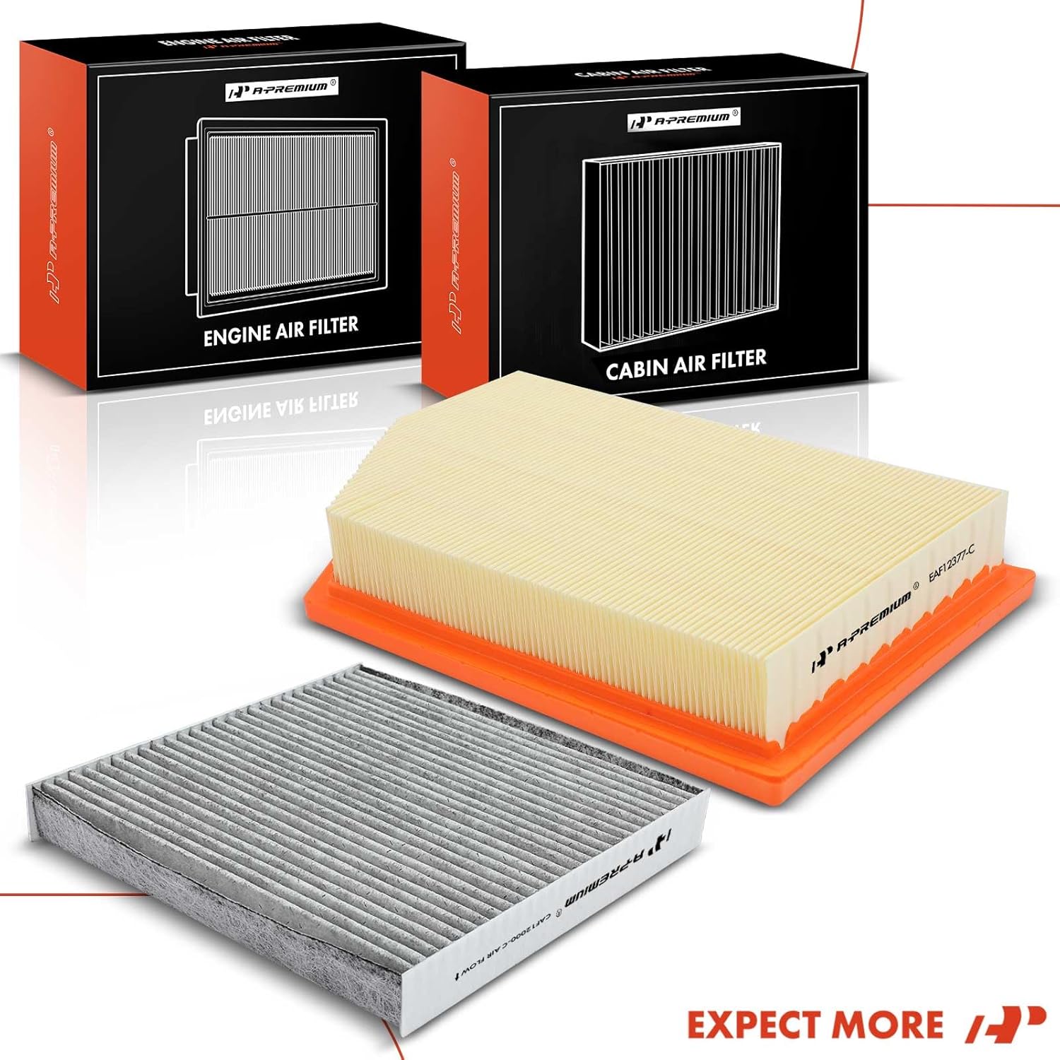 A-Premium 2-PC Engine & Cabin Air Filter with Activated Carbon Compatible with Jeep Cherokee 2014 2015 2016 2017 2018 Replace# 68223044AB