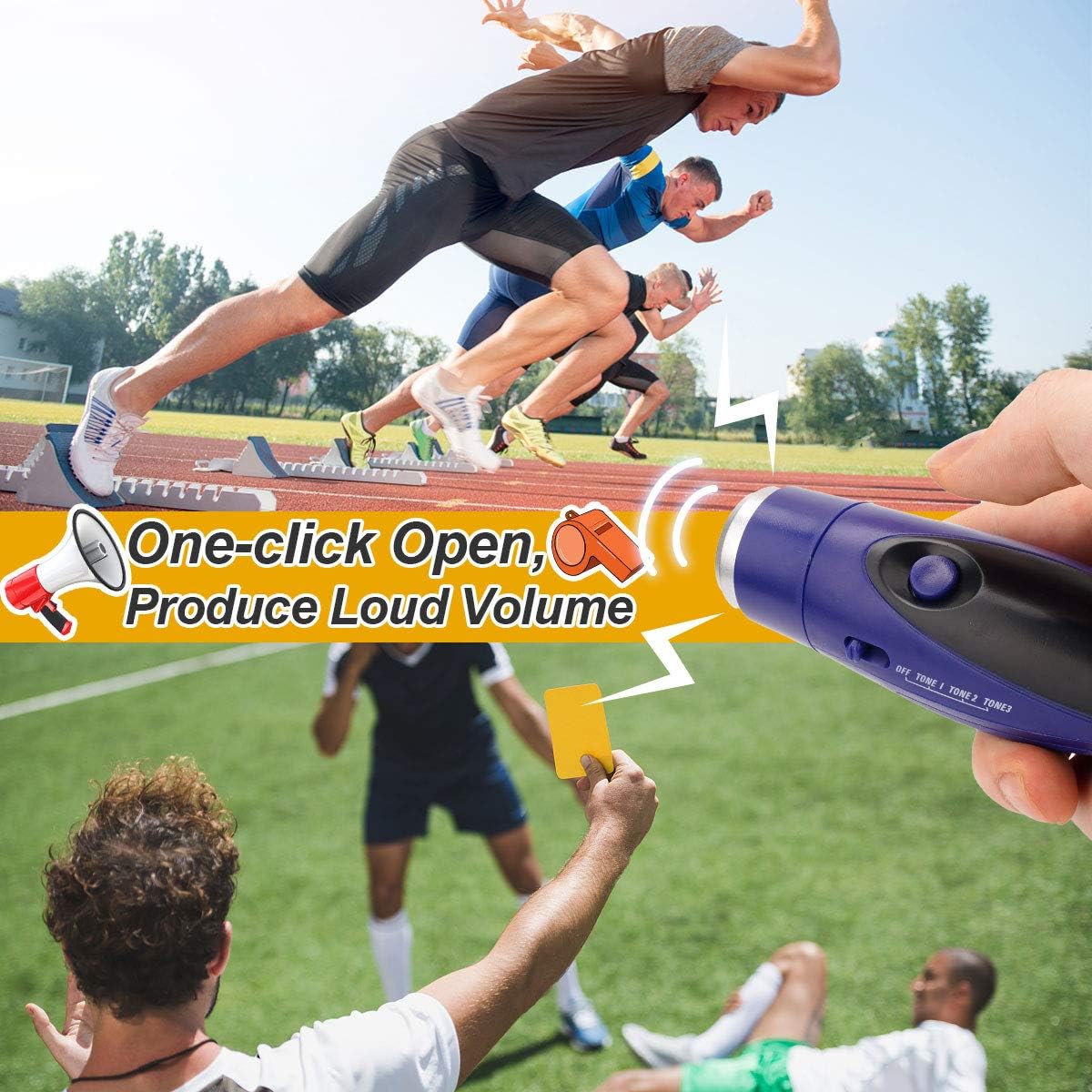 UNIWA Electronic Whistle, Battery Operated Whistle Adjustable 3 Different Loud Whistle Sounds with Lanyard Handheld Electronic Whistles for Referees Volleyball Coaches Teacher, Soccer Sports Whistle