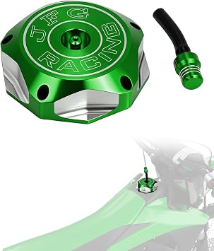 JFG RACING Billet Gas Fuel Tank Cap Cover for KX85 KX100 14-23/KX250 05-08 19-23/KLX110L 10-20/KX250F KX450F 06-18/KX450 19-23/KLX450R 08-15 18-19/KFX450R 08-23-Green