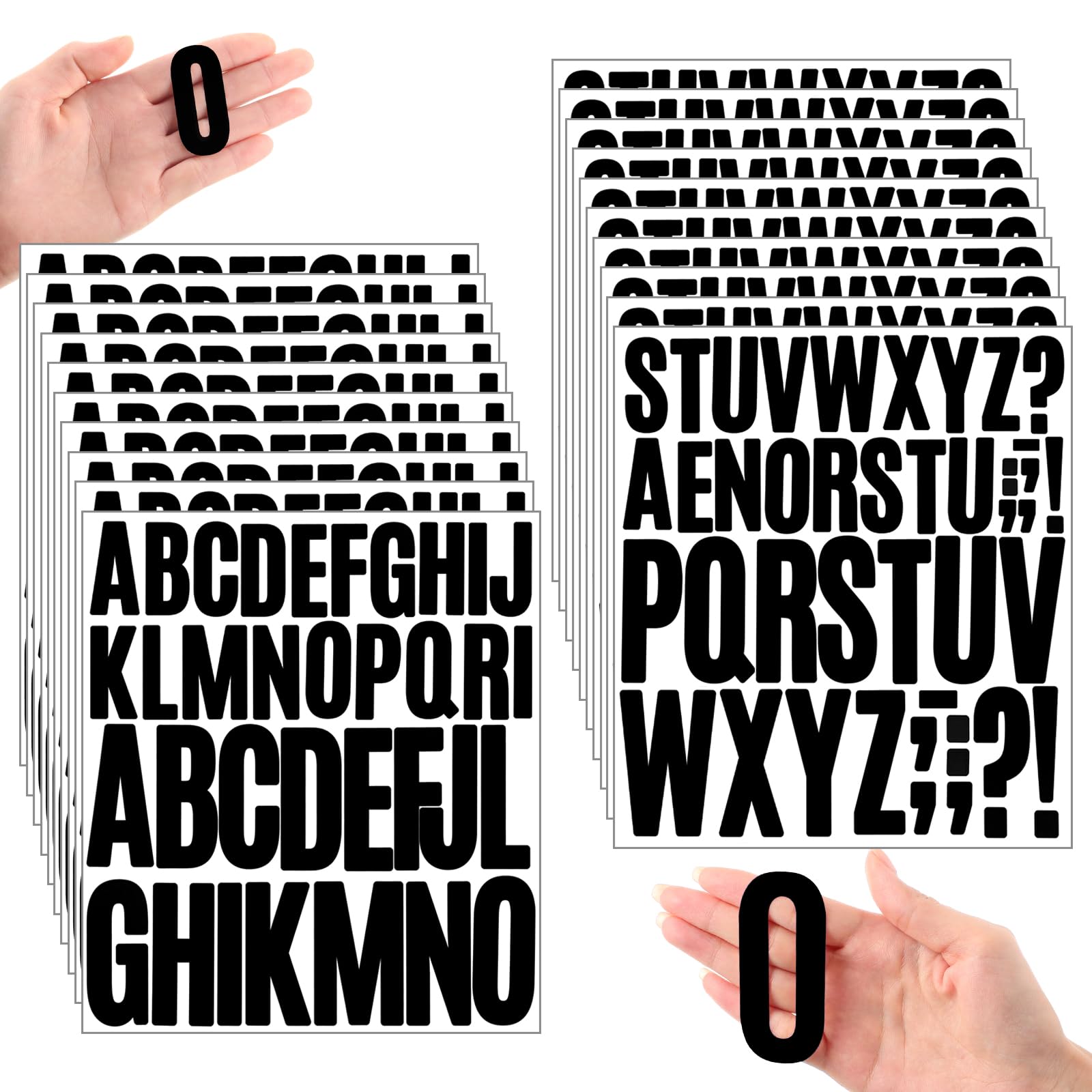 Qilery 32 Sheets 2 Inch and 3 Inch Number and Alphabet Stickers Self Adhesive Vinyl Letters Big Font for School, Classroom, Home, Mailbox Decor (Black)