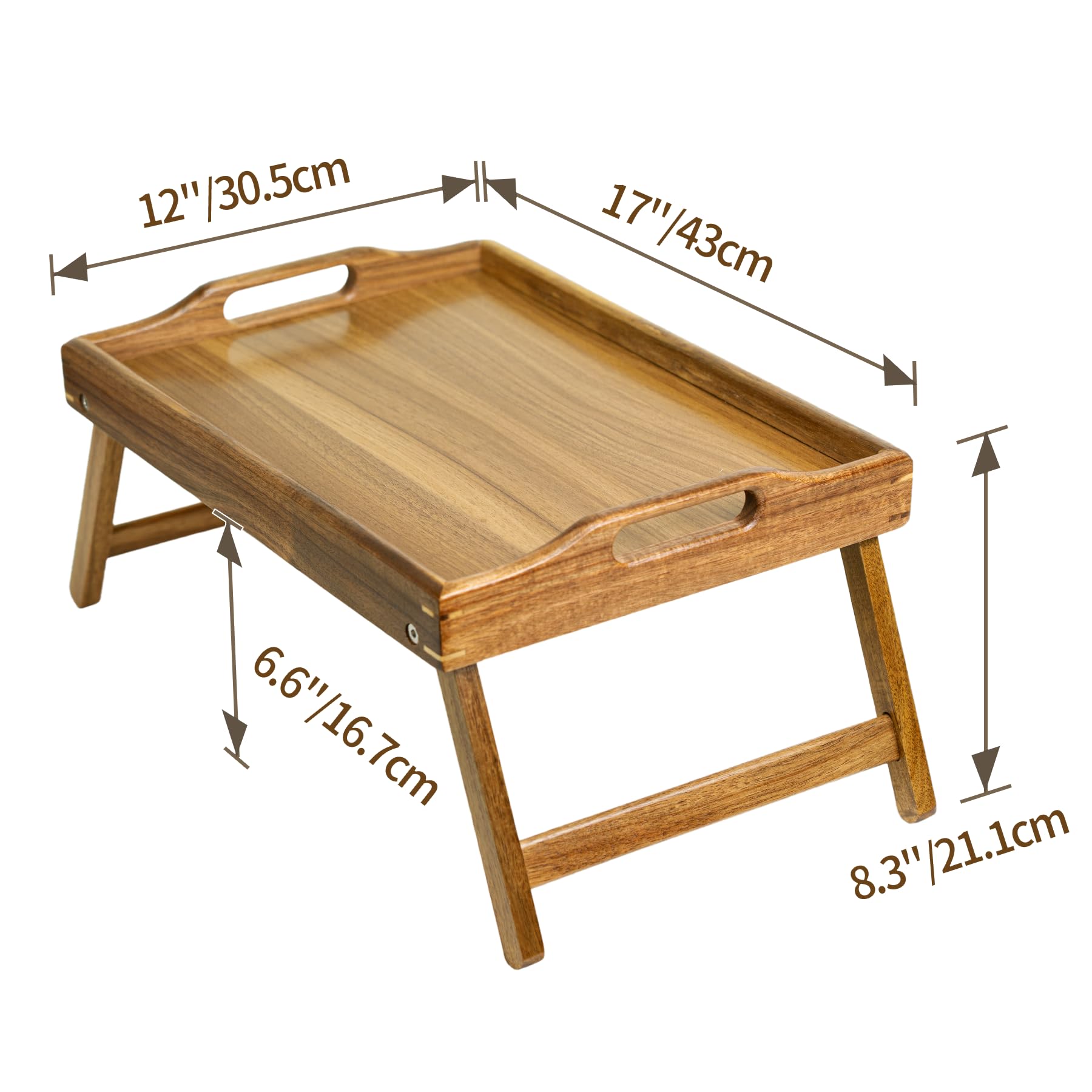 Utoplike Akazienholz-Betttablett zum Essen, Frühstückstablett für das Bett, Faltbarer Serviertisch aus Holz für das Sofa