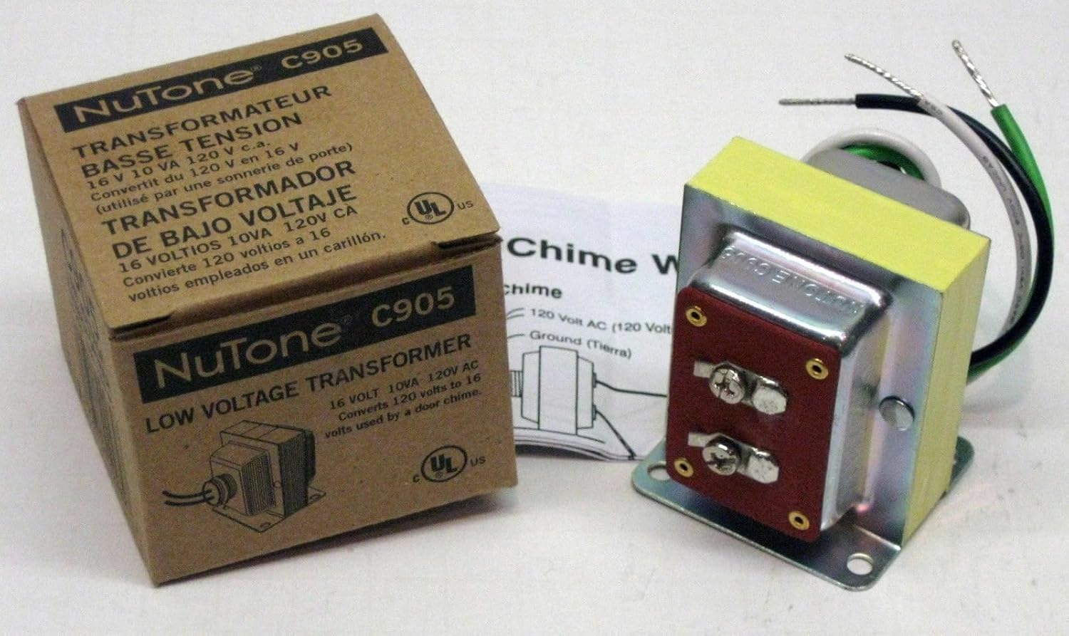 C905 16 Volt 10VA Transformer Nutone Door Chime Low Voltage 120 V Primary