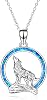 YFN Wolf Necklace Gifts for Men Women Sterling Silver Opal Moon Wolfs Jewelry Birthday 18+2