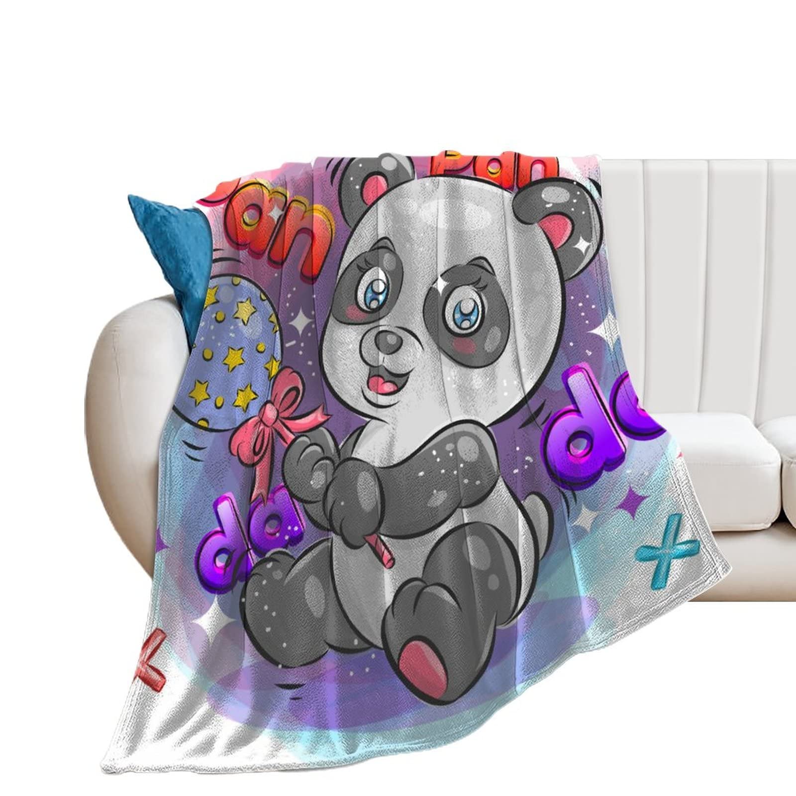 Couverture polaire panda contre les soirées fraîches, jeté de canapé flanelle doux