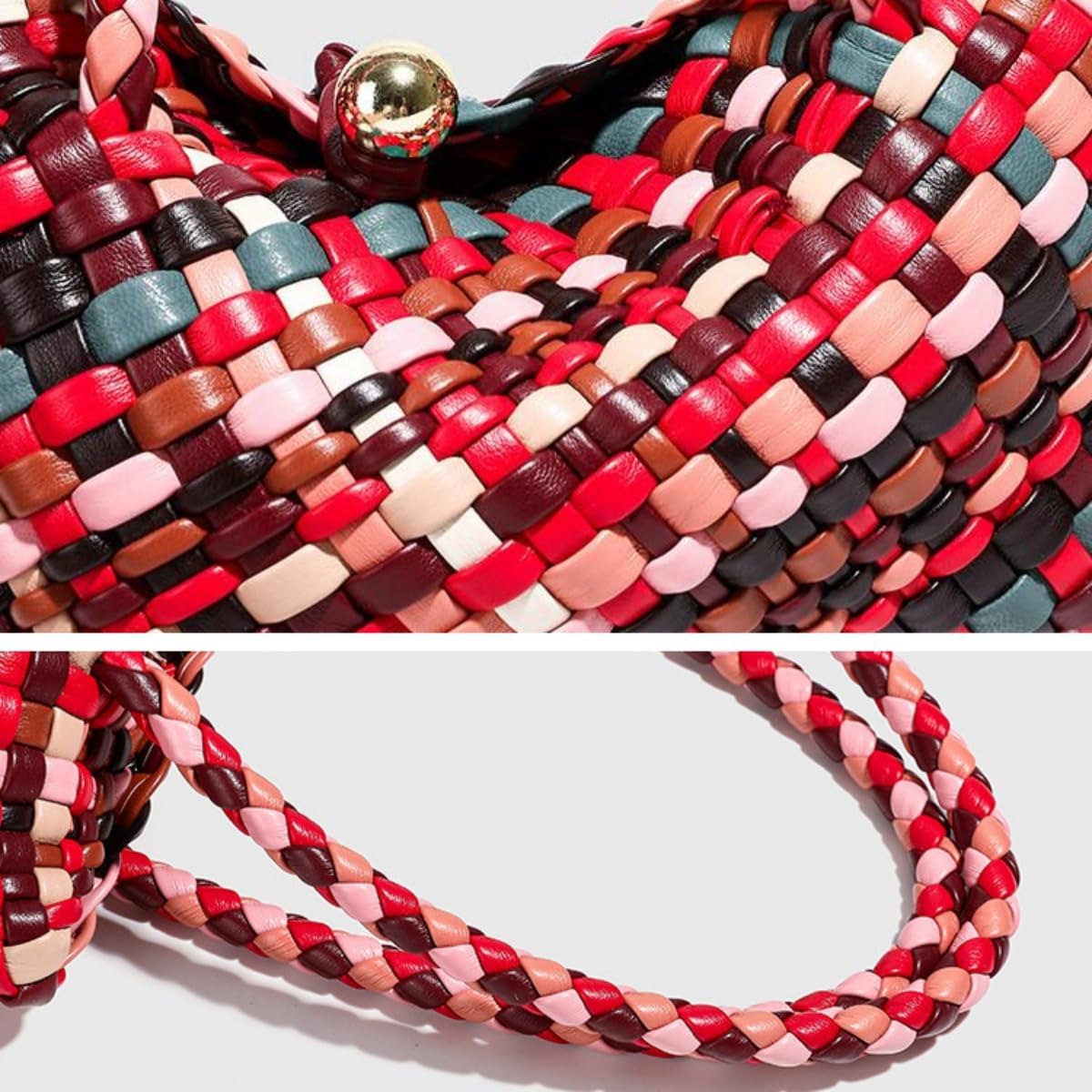 Trendy Woven Tote Bag for Women Vegan Leather Shoulder Handbag for Travel Work Crossbody Purse with Inner Bag