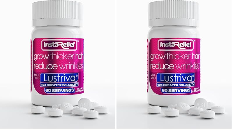 InstaRelief Suplemento de Biotina com Lustriva, 10.000 mcg, 120 comprimidos
