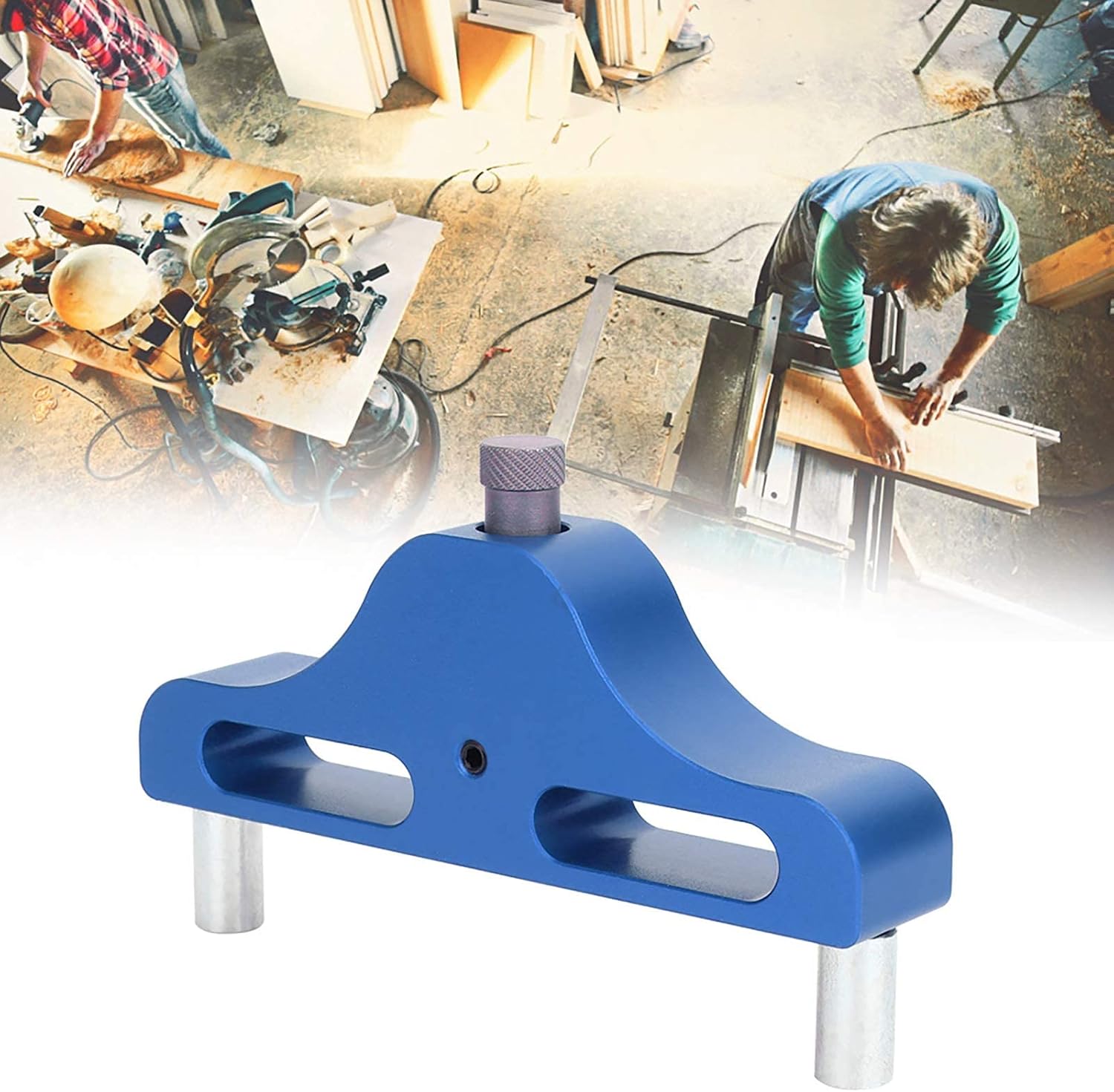 Garosa Center Scriber Marking Tool 95MM Aluminum Alloy Woodworking Marking Center Finder Tool Wood Scribe Marking Gauge for Board Grooving Assembly Work(Blue)