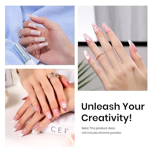 Miniatura 3 de Beetles 1 esmalte de gel de 0.27 onzas líquidas con revestimiento blanco para uñas, efecto de polvo cromado, LED UV, no es necesario aplicar la capa