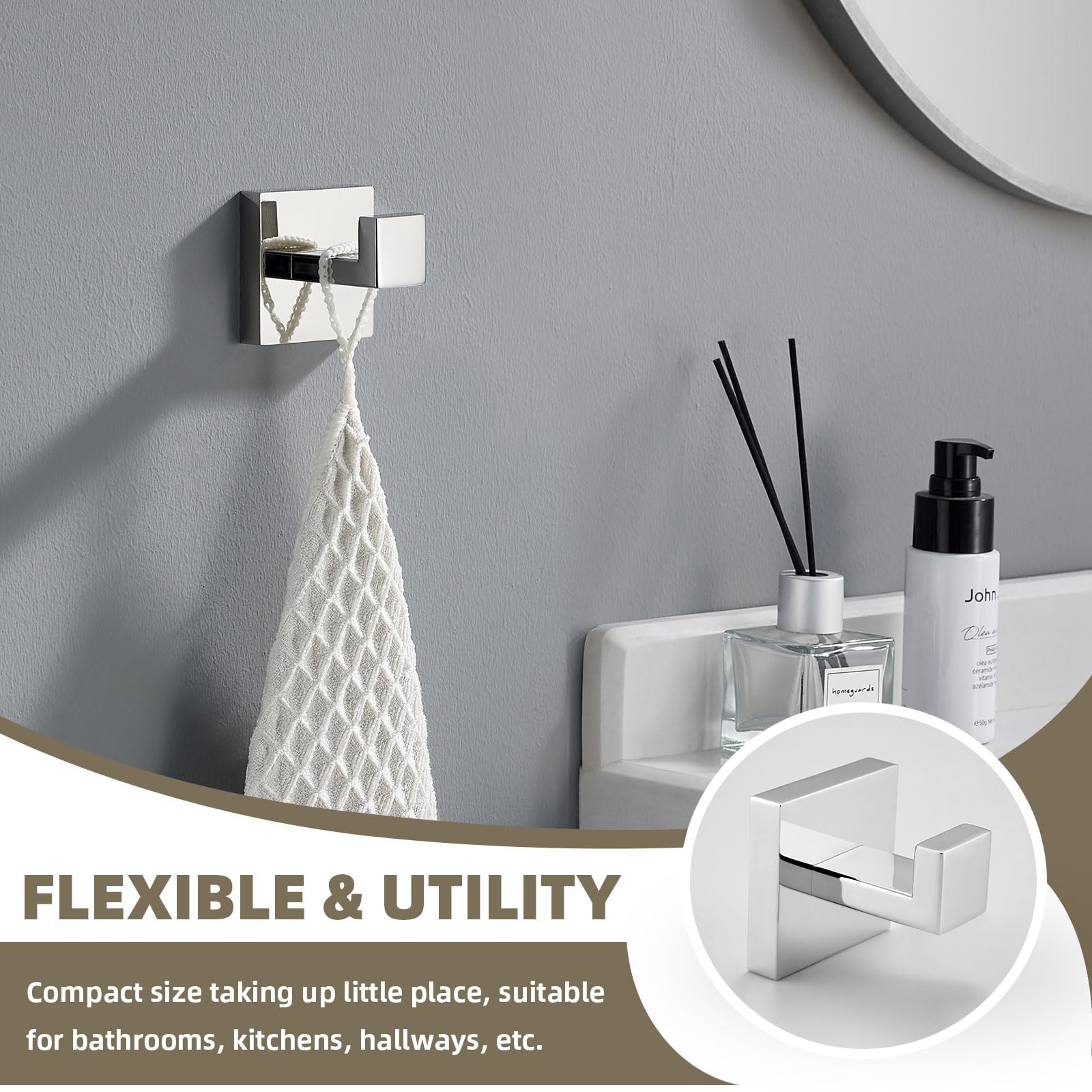 Bathroom Hardware Set 4 Pieces, Suyar SUS304 Stainless Steel Remodeled Bathroom Accessories, Include Robe Hook - Image 3