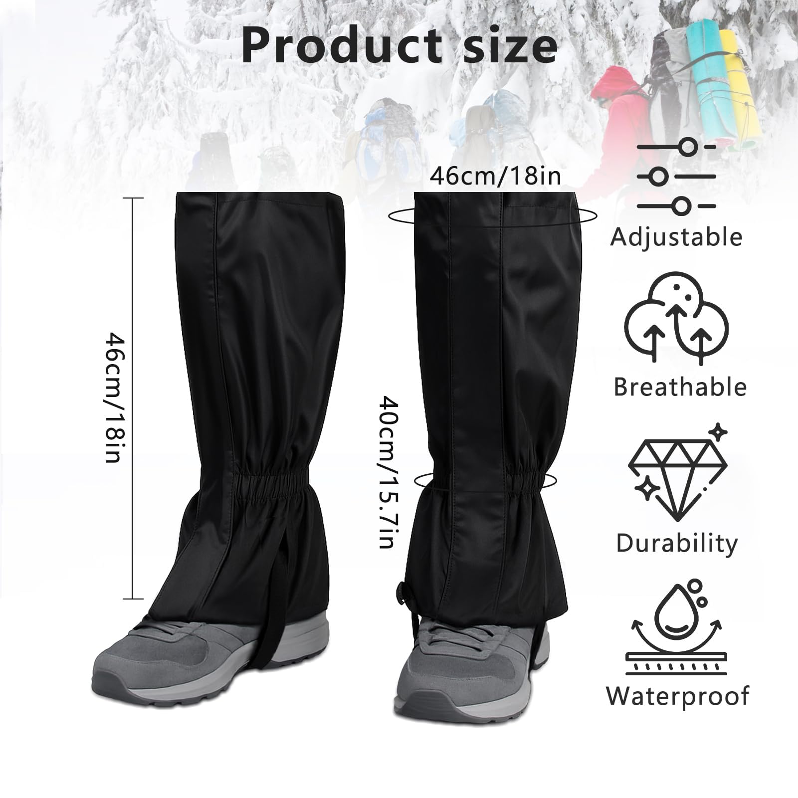 Ghette per Esterni Regolabile Impermeabili Traspiranti Protezione,Ghette Trekking,Ghette da Esterno,Regolabili Ghette Traspiranti per Unisex,per Escursioni All'aperto Sci Arrampicata