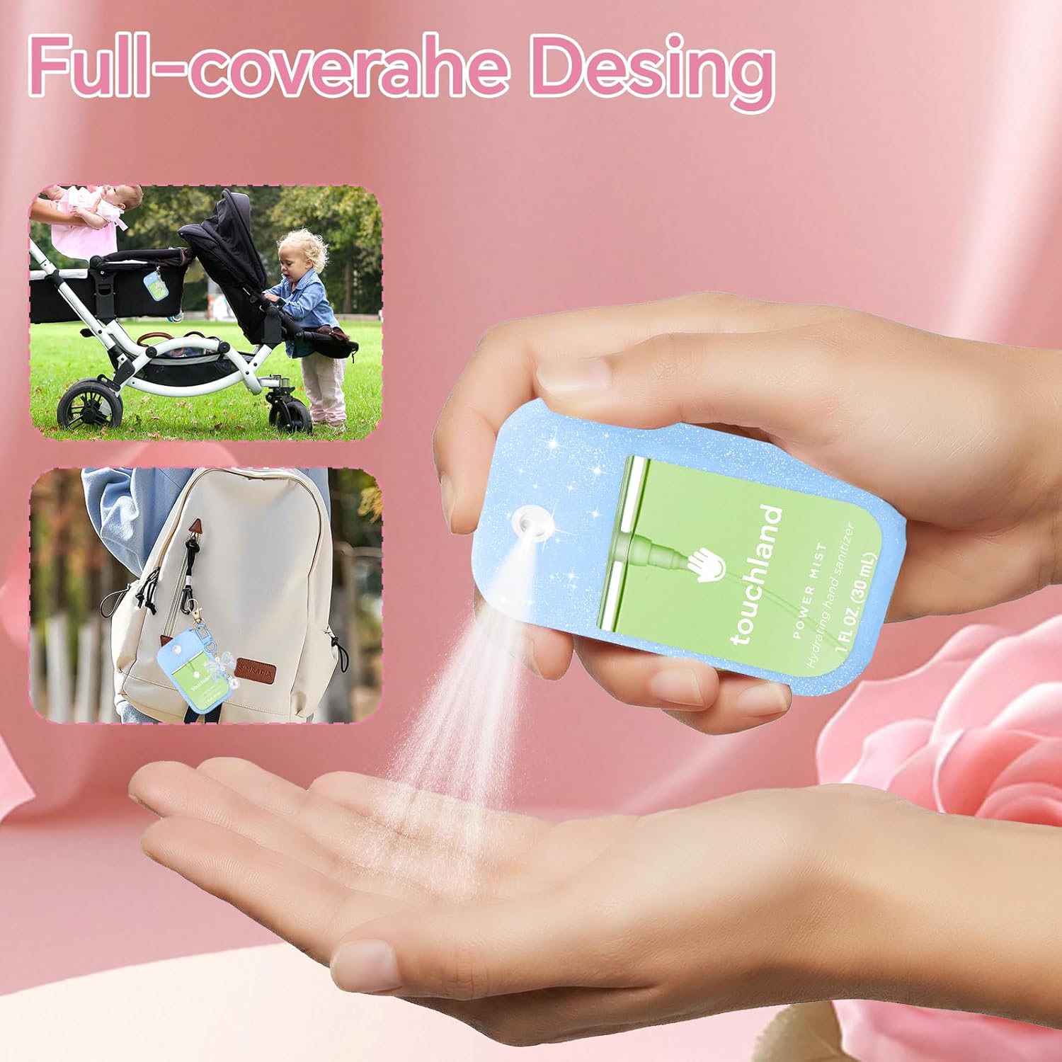 Hand Sanitizer Spray Case Compatible with Touchland Power Mist 1 oz(30 ml) - with Bow Keychain Silicone Protective Cover Accessories for Touchland (Glittery Blue) - Image 6