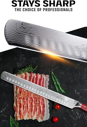 Miniatura 2 de Dalstrong Cuchillo de trinchar  12 pulgadas Granton Edge  Serie Shogun  Damasco  Cuchillo de cocina japonés AUS-10V Super Steel  Tratado al vacío