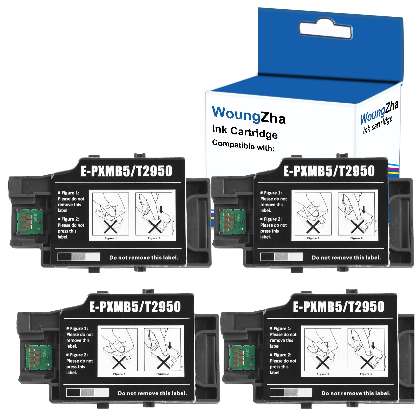 Woungzha T2950 C13T295000 PXMB5 Scatola di manutenzione per Epson Workforce WF-100 WF-110 WF-100W (4 confezioni)
