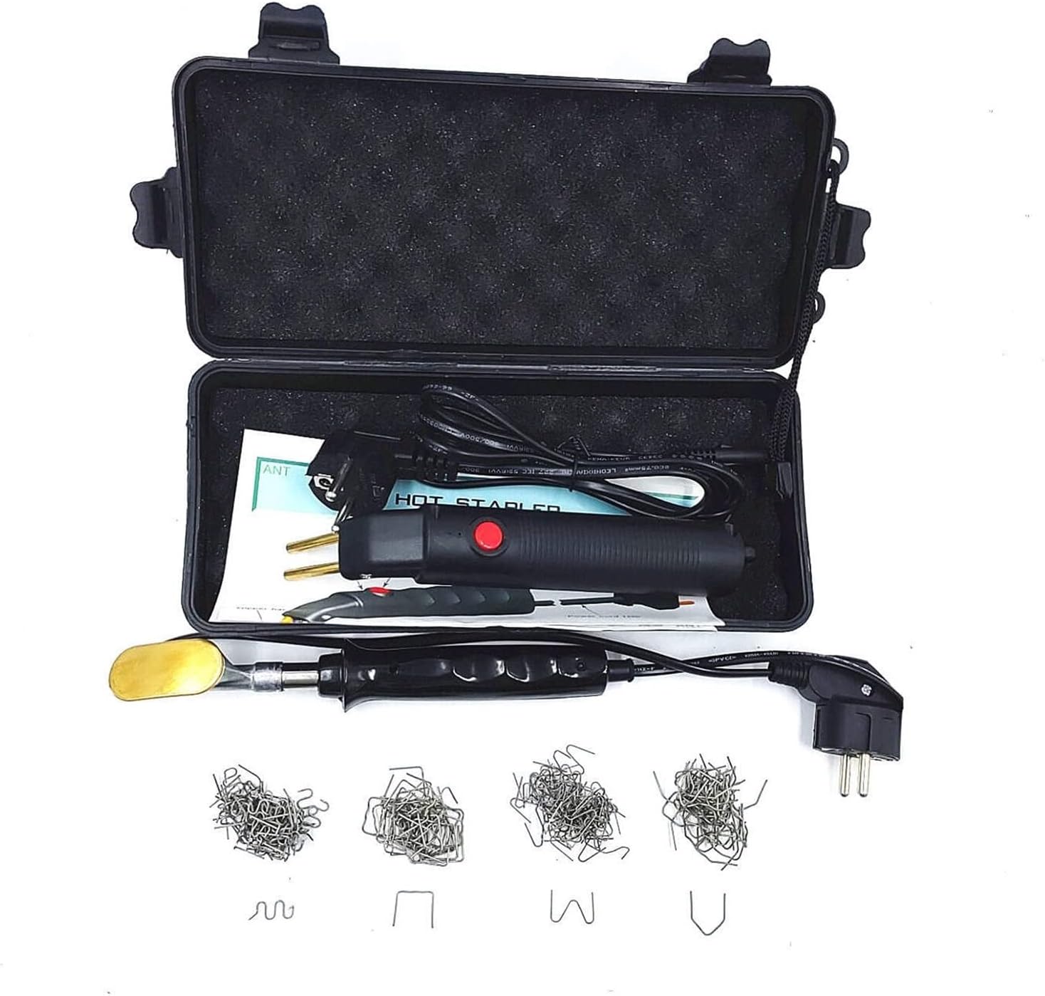 Plastic Repair Gun Hot Plastic Stapler Repair Bumper Weld Gun Plastic Welder Hot Melt Welding Nail Repair Soldering Iron Staples(With Ironing iron)