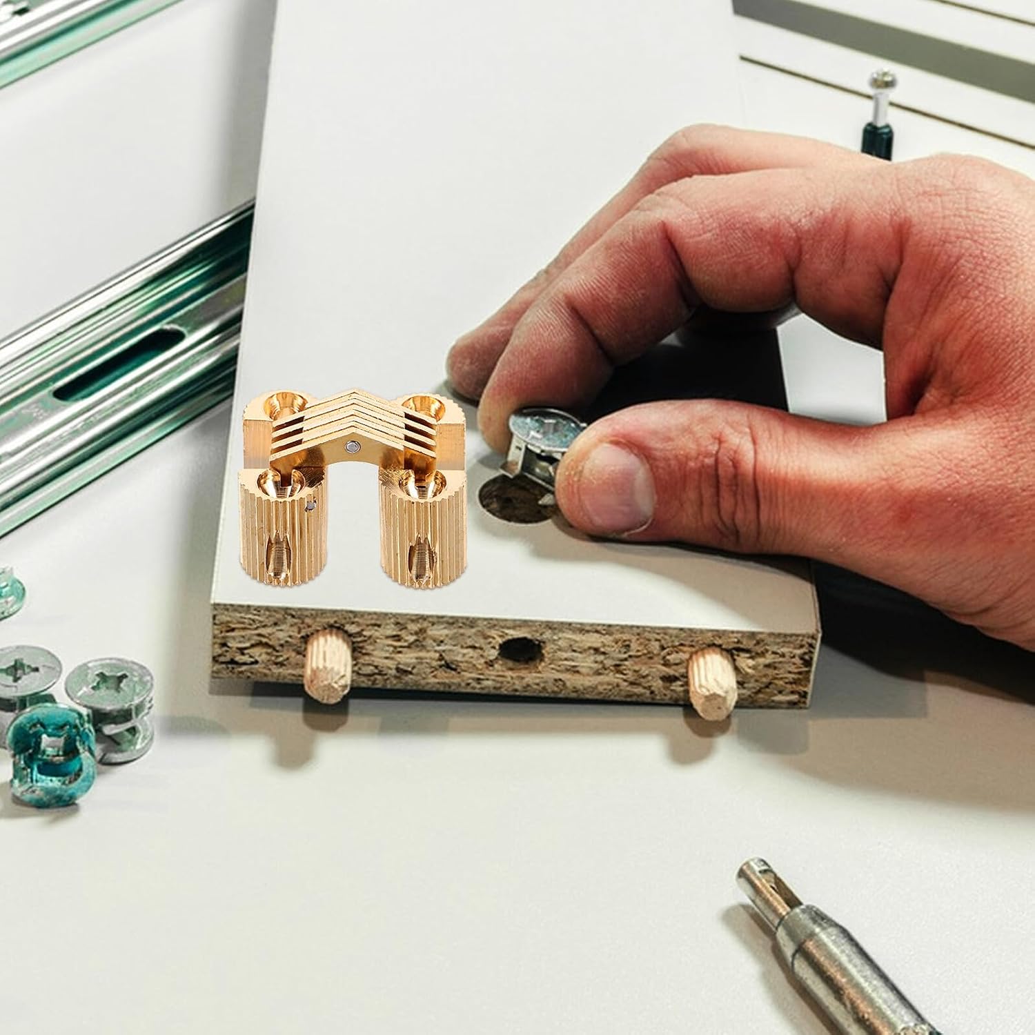 Copper Hidden Hinges for Small Cabinets, Vintage One-piece Design