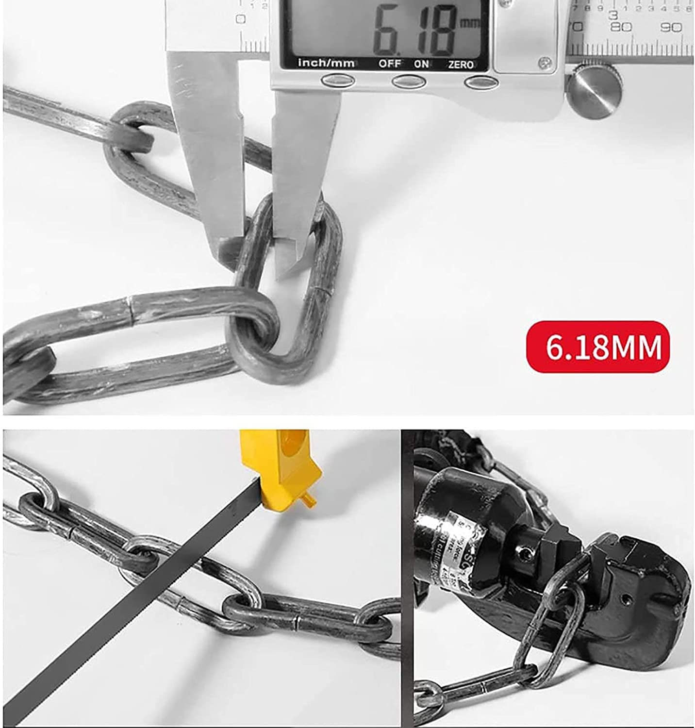 Lucchetto per Bicicletta, Lucchetto a Catena di Sicurezza antifurto per Moto di Alta qualità, Diametro 7,2 mm, Ideale per lucchetti da Esterno (Nero 65 cm)