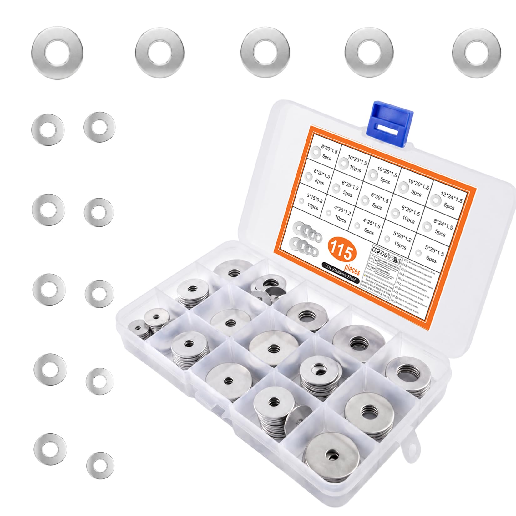 115 Pcs Large Assorted Washers for Screws