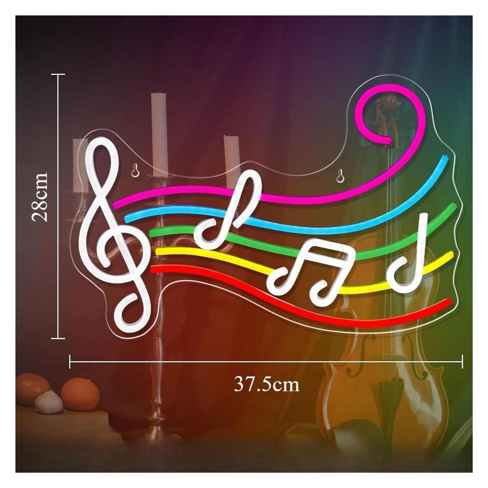 Luci al Neon Da Parete Insegne Al Neon Note Musicali, Luce Al Neon Luminosità Regolabile Alimentata Tramite USB, Adatta Per Decorazioni Da Parete Per Negozi E Case 28cmx37.5cm