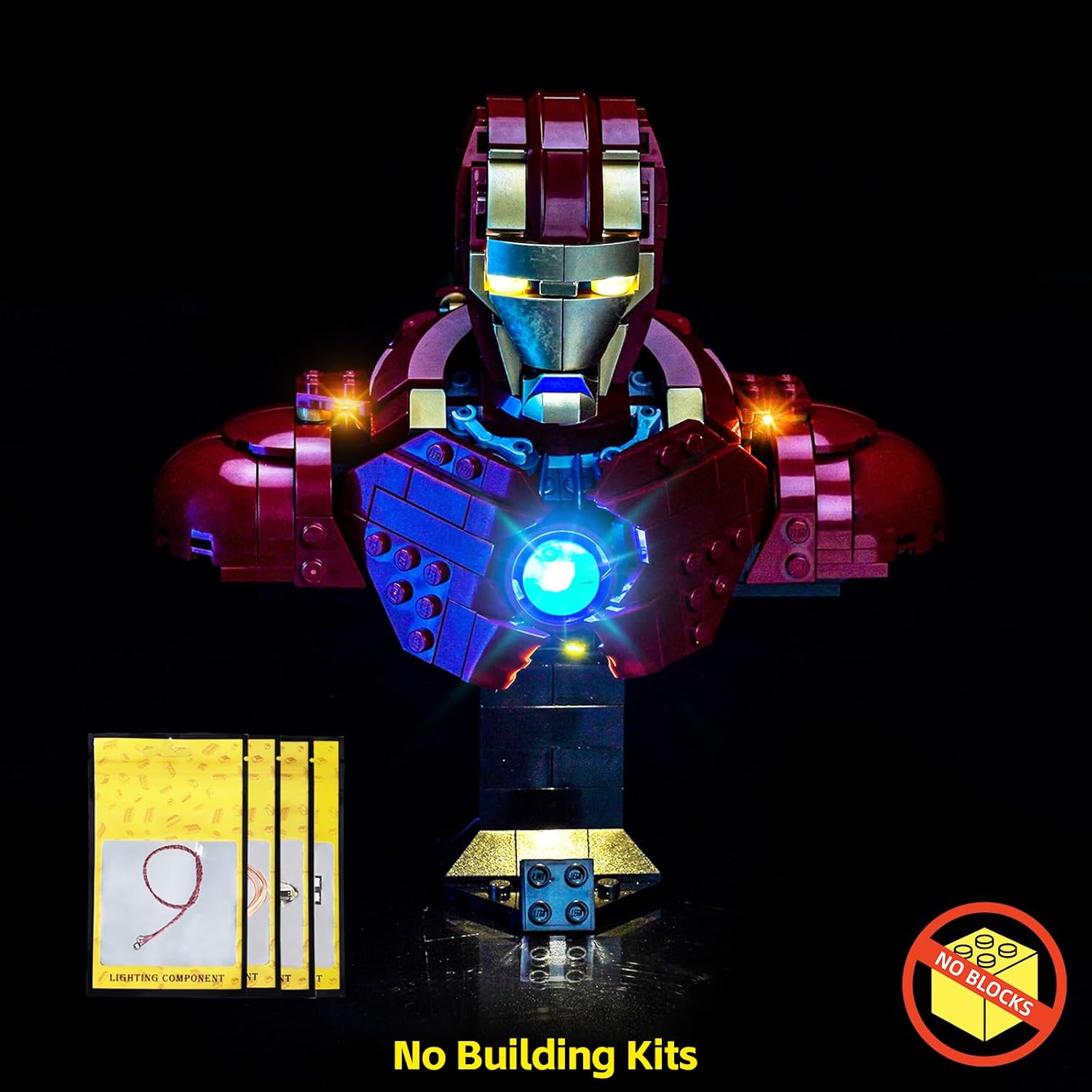 BrickBling LED Light Compatible with Lego Iron Man MK4 Bust, Creative Lighting Kit Compatible with Lego 76327 - Not Come with Model (Classic Version Light)