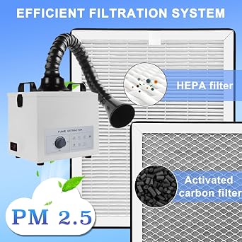 FC100A Replacement Filter Compatible with FumeClear Solder Fume Extractor (100W) 6x Pre-Filter 1x Hepa 1x Carbon Filter Sets