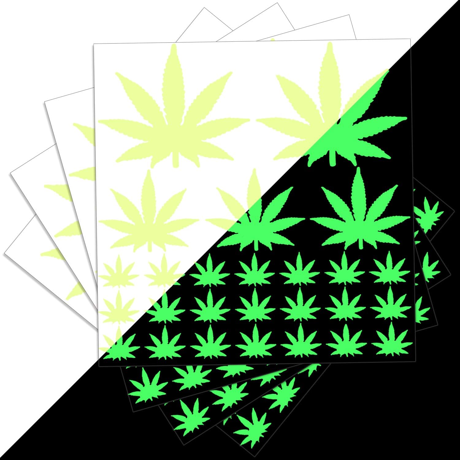 104 Pieces Pot Leaf Stickers Glow in The Dark Wall Stickers Luminous Adhesive Weed Leaf Decals for Home Decorations Birthday Wedding Party Supplies