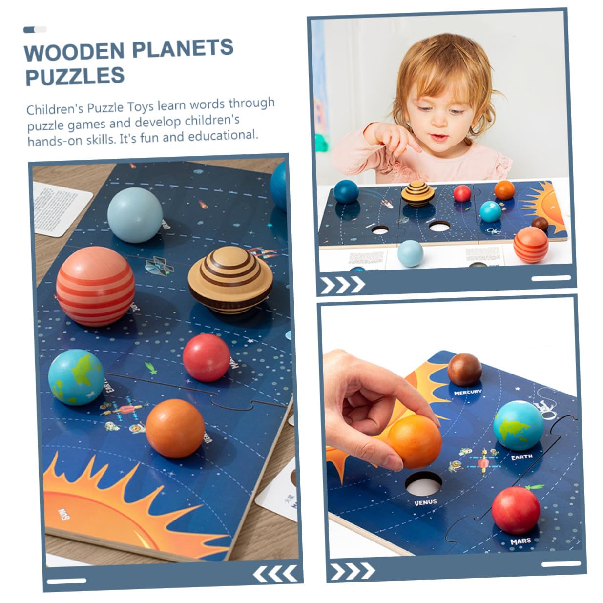 Rompecabezas de Planetas 1 Juego de Madera Educativo para Bebés y Niños