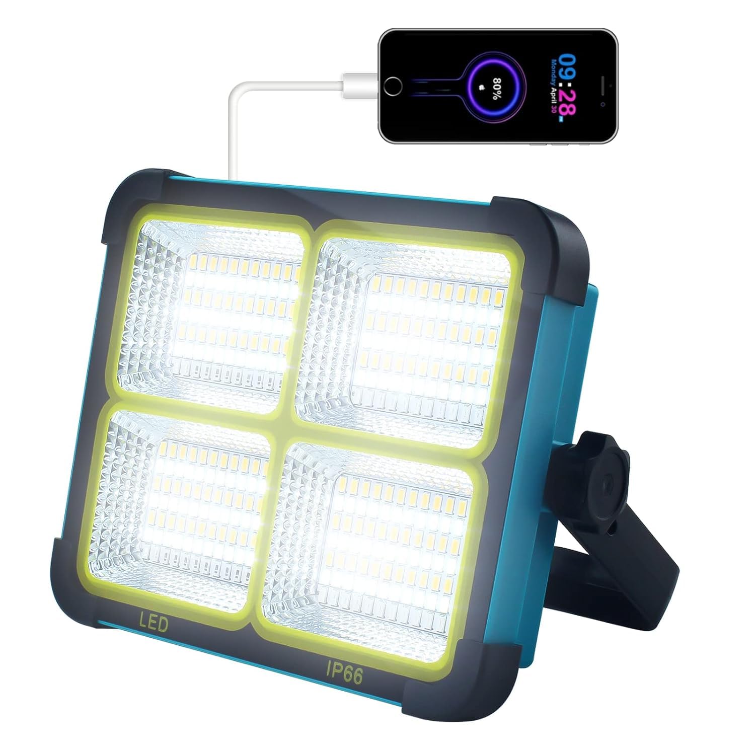 Portable Rechargeable LED Flood Light with USB Power Bank Function, 4-Panel High Brightness Work Light, IP66 Waterproof Outdoor Emergency Lamp for Repair, Camping, Power Failure Use-image-25